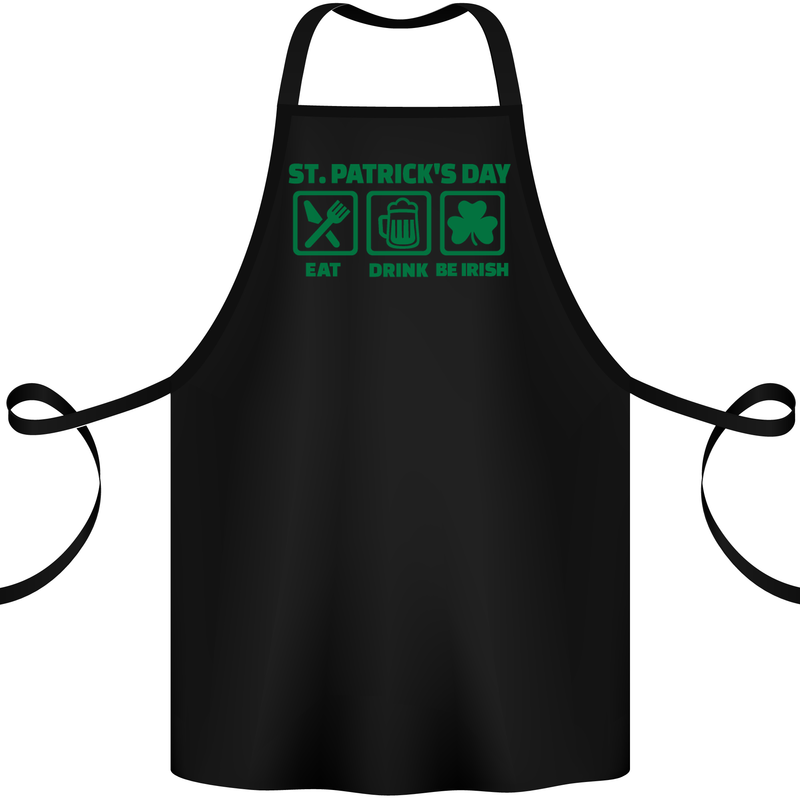 Eat Drink Be Irish St. Patrick's Day Cotton Apron 100% Organic Black