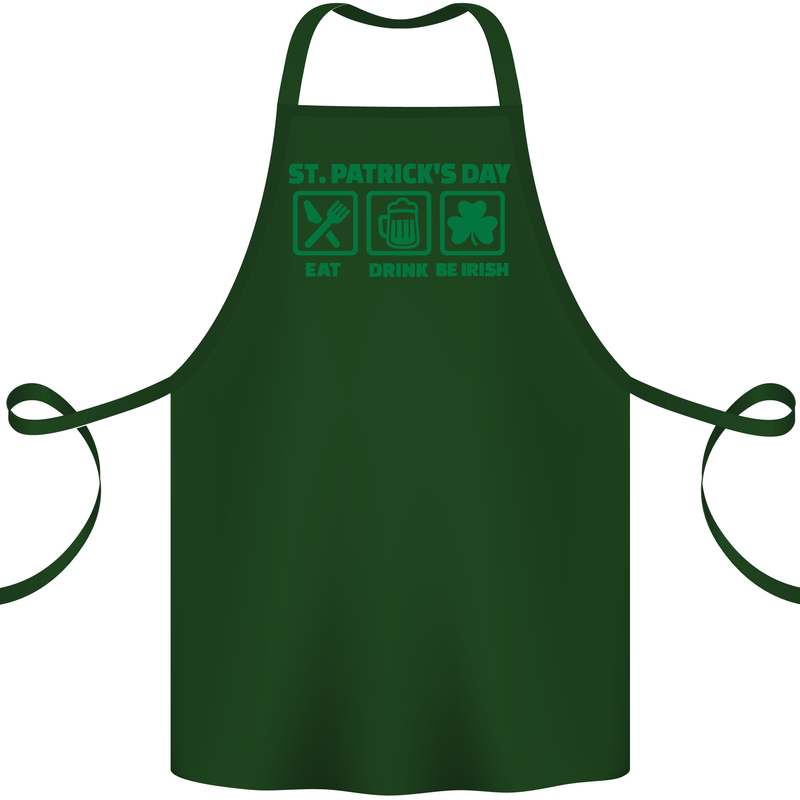 Eat Drink Be Irish St. Patrick's Day Cotton Apron 100% Organic Forest Green