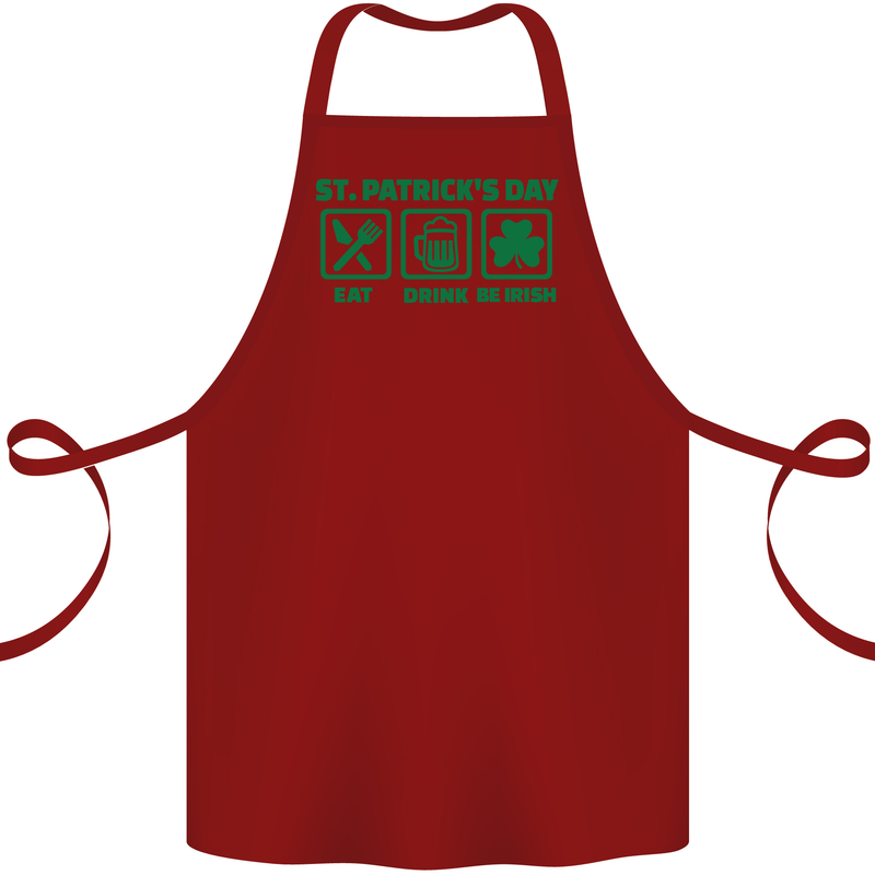 Eat Drink Be Irish St. Patrick's Day Cotton Apron 100% Organic Maroon