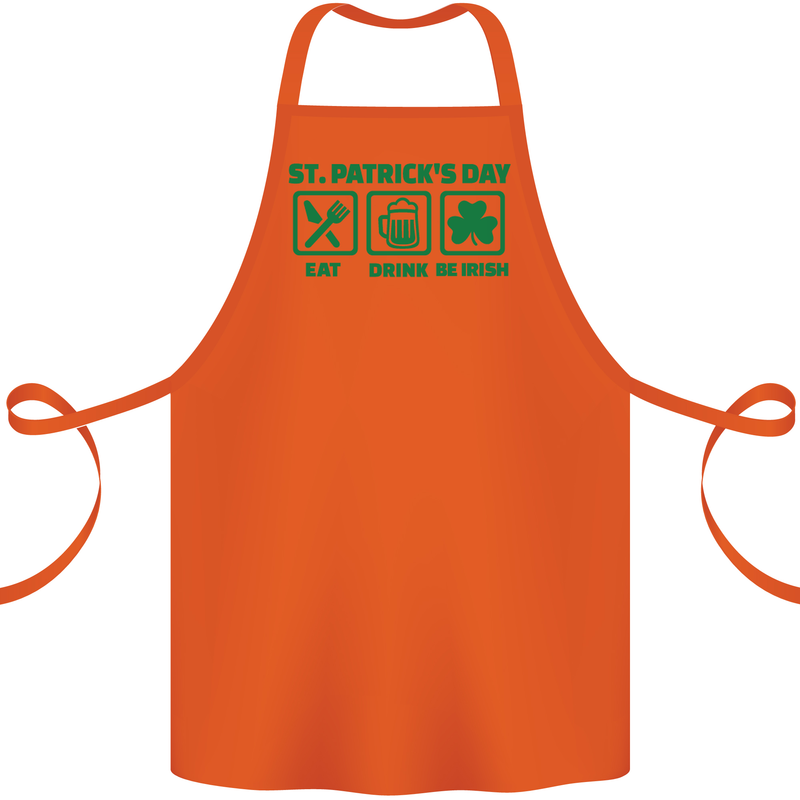 Eat Drink Be Irish St. Patrick's Day Cotton Apron 100% Organic Orange