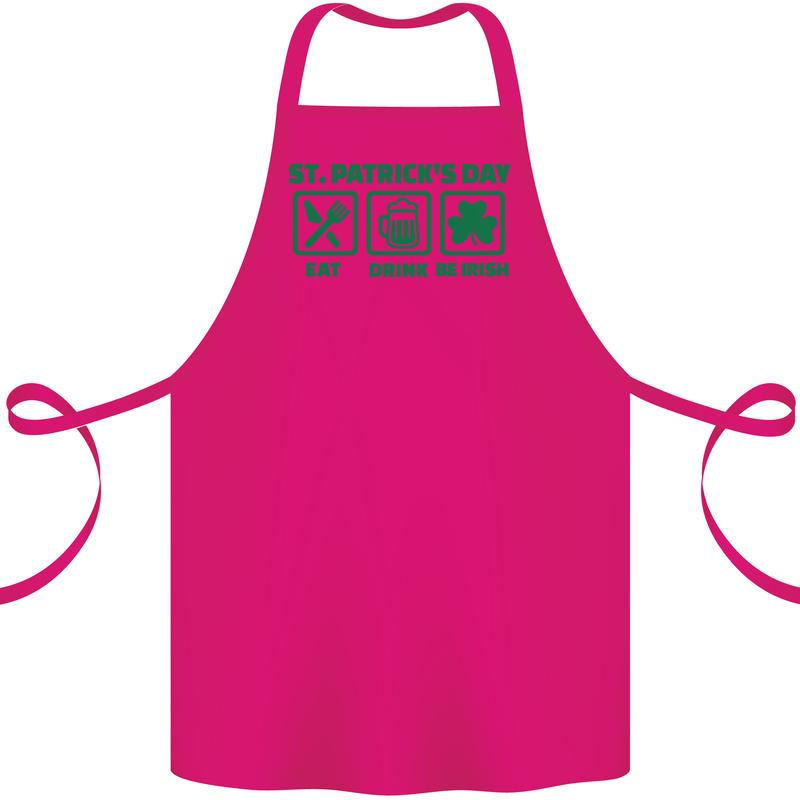 Eat Drink Be Irish St. Patrick's Day Cotton Apron 100% Organic Pink