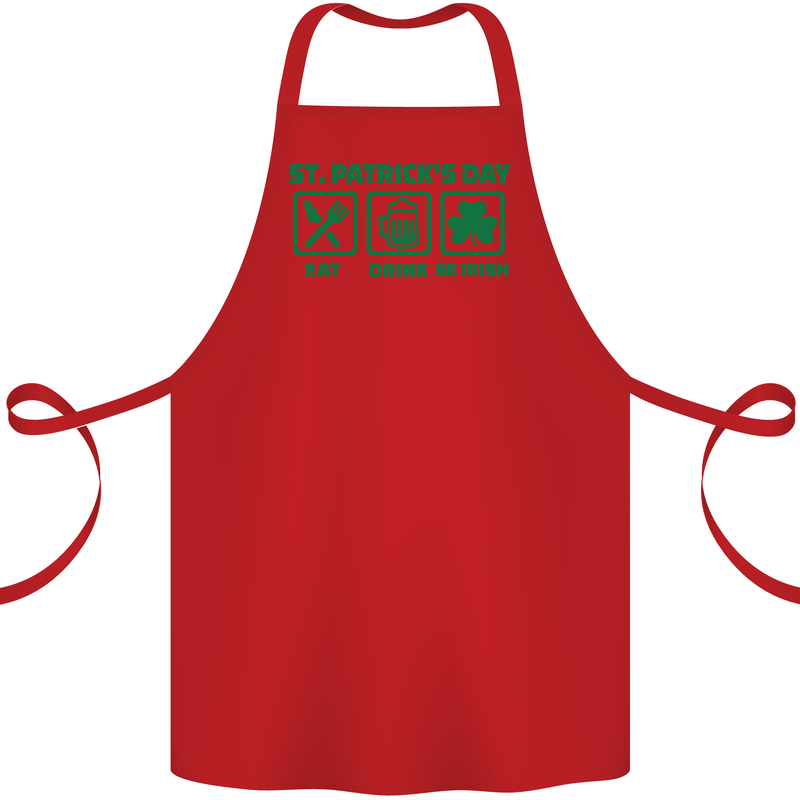 Eat Drink Be Irish St. Patrick's Day Cotton Apron 100% Organic Red