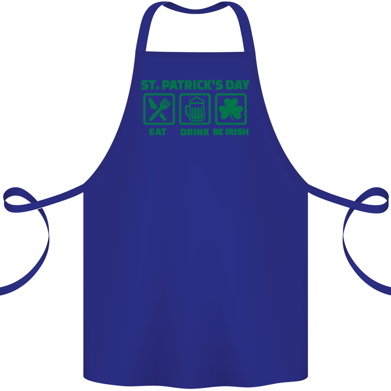 Eat Drink Be Irish St. Patrick's Day Cotton Apron 100% Organic Royal Blue