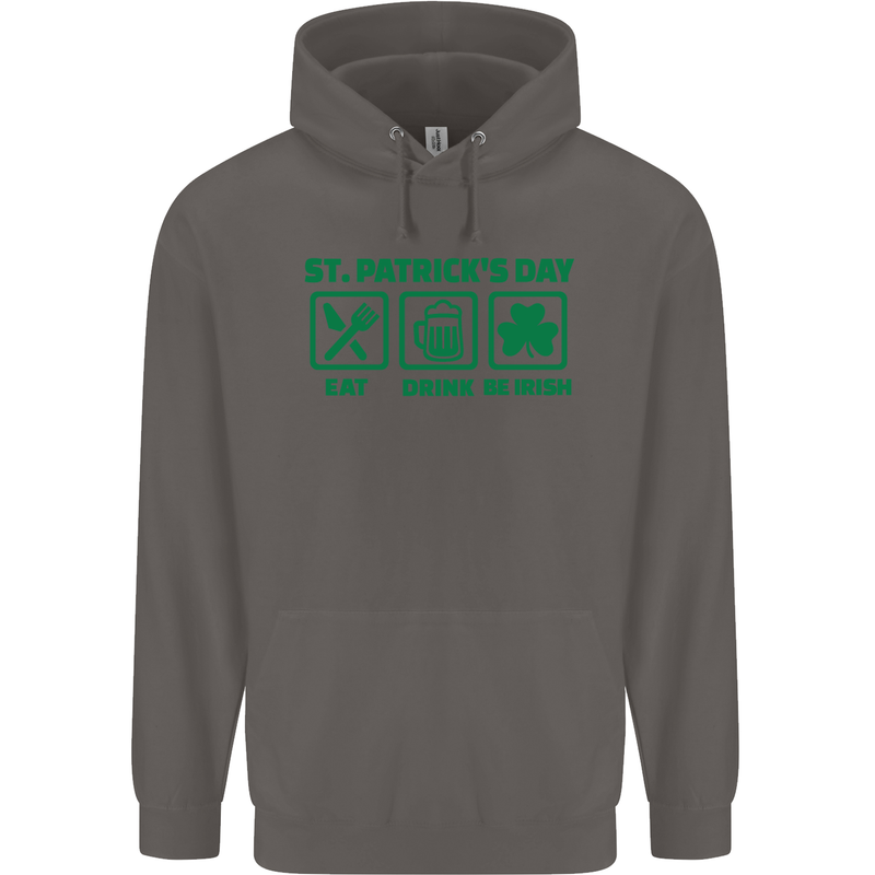 Eat Drink Be Irish St. Patrick's Day Mens 80% Cotton Hoodie Charcoal