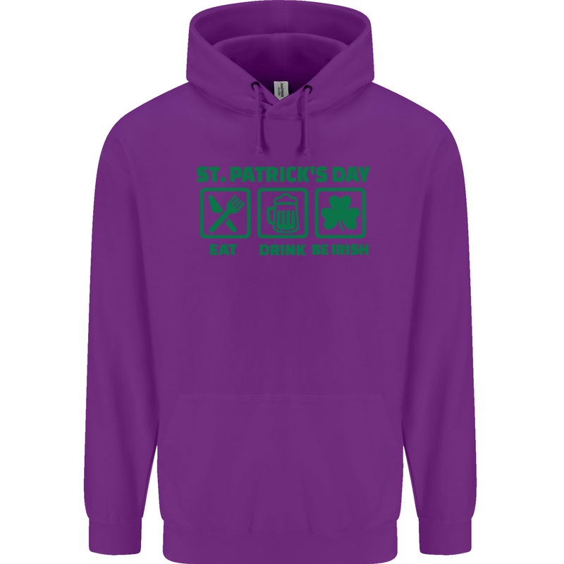 Eat Drink Be Irish St. Patrick's Day Mens 80% Cotton Hoodie Purple