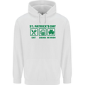 Eat Drink Be Irish St. Patrick's Day Mens 80% Cotton Hoodie White