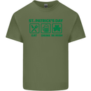 Eat Drink Be Irish St. Patrick's Day Mens Cotton T-Shirt Tee Top Military Green