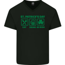 Eat Drink Be Irish St. Patrick's Day Mens V-Neck Cotton T-Shirt Black