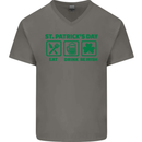 Eat Drink Be Irish St. Patrick's Day Mens V-Neck Cotton T-Shirt Charcoal