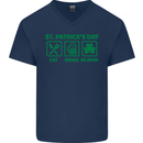 Eat Drink Be Irish St. Patrick's Day Mens V-Neck Cotton T-Shirt Navy Blue