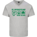 Eat Drink Be Irish St. Patrick's Day Mens V-Neck Cotton T-Shirt Sports Grey