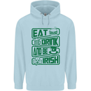 Eat Drink & Be Irish Funny St Patricks Day Childrens Kids Hoodie Light Blue