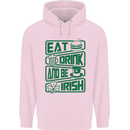 Eat Drink & Be Irish Funny St Patricks Day Childrens Kids Hoodie Light Pink