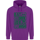 Eat Drink & Be Irish Funny St Patricks Day Childrens Kids Hoodie Purple