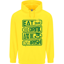 Eat Drink & Be Irish Funny St Patricks Day Childrens Kids Hoodie Yellow