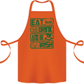 Eat Drink & Be Irish Funny St Patricks Day Cotton Apron 100% Organic Orange