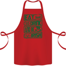 Eat Drink & Be Irish Funny St Patricks Day Cotton Apron 100% Organic Red