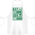 Eat Drink & Be Irish Funny St Patricks Day Cotton Apron 100% Organic White