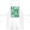 Eat Drink & Be Irish Funny St Patricks Day Cotton Apron 100% Organic White