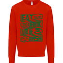 Eat Drink & Be Irish Funny St Patricks Day Kids Sweatshirt Jumper Bright Red