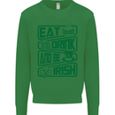 Eat Drink & Be Irish Funny St Patricks Day Kids Sweatshirt Jumper Irish Green