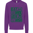 Eat Drink & Be Irish Funny St Patricks Day Kids Sweatshirt Jumper Purple