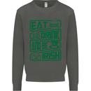 Eat Drink & Be Irish Funny St Patricks Day Kids Sweatshirt Jumper Storm Grey