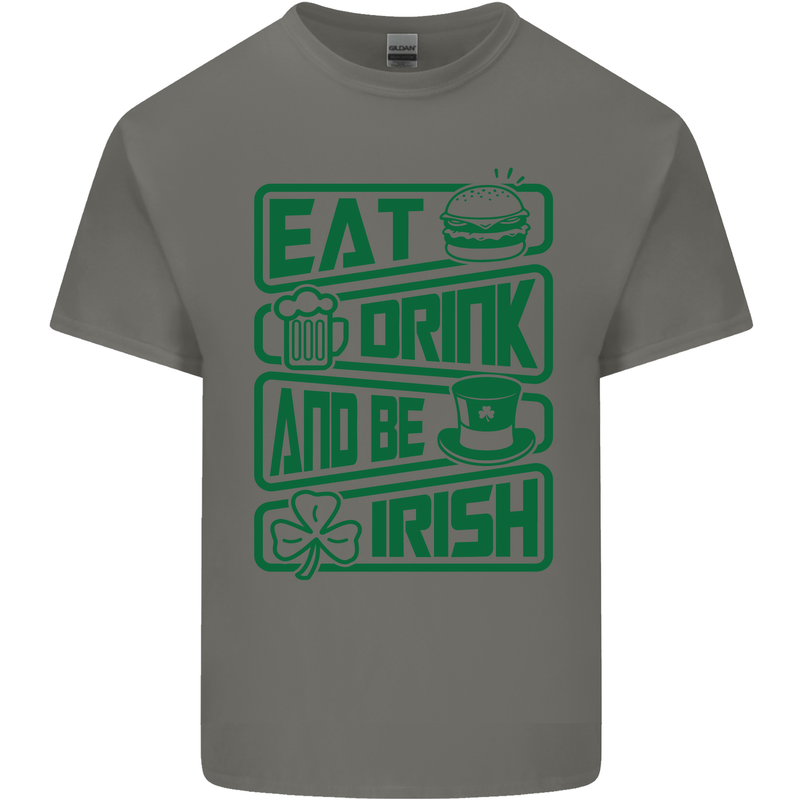 Eat Drink & Be Irish Funny St Patricks Day Kids T-Shirt Childrens Charcoal