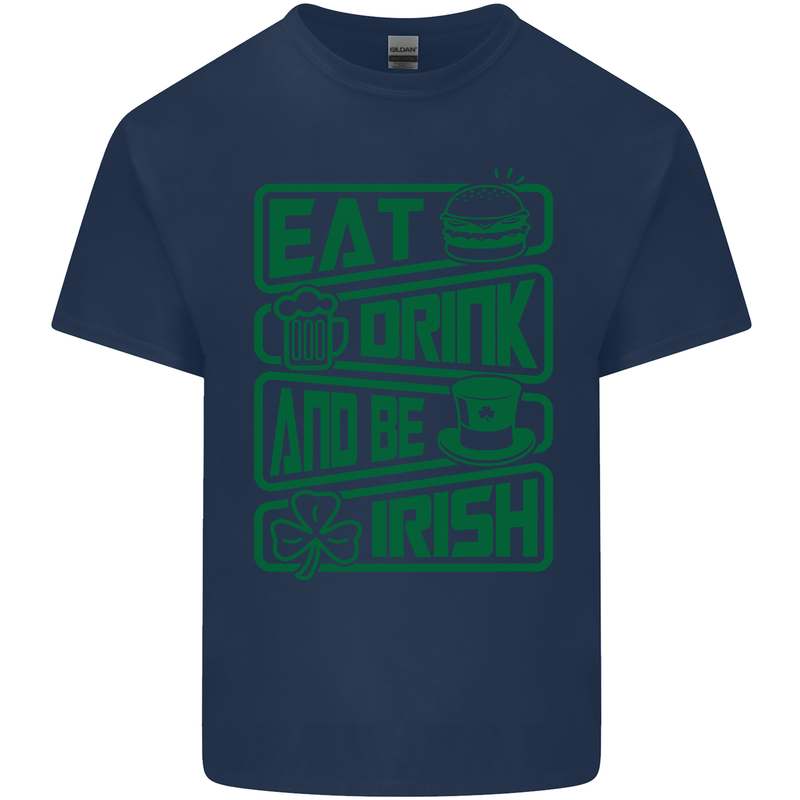 Eat Drink & Be Irish Funny St Patricks Day Kids T-Shirt Childrens Navy Blue