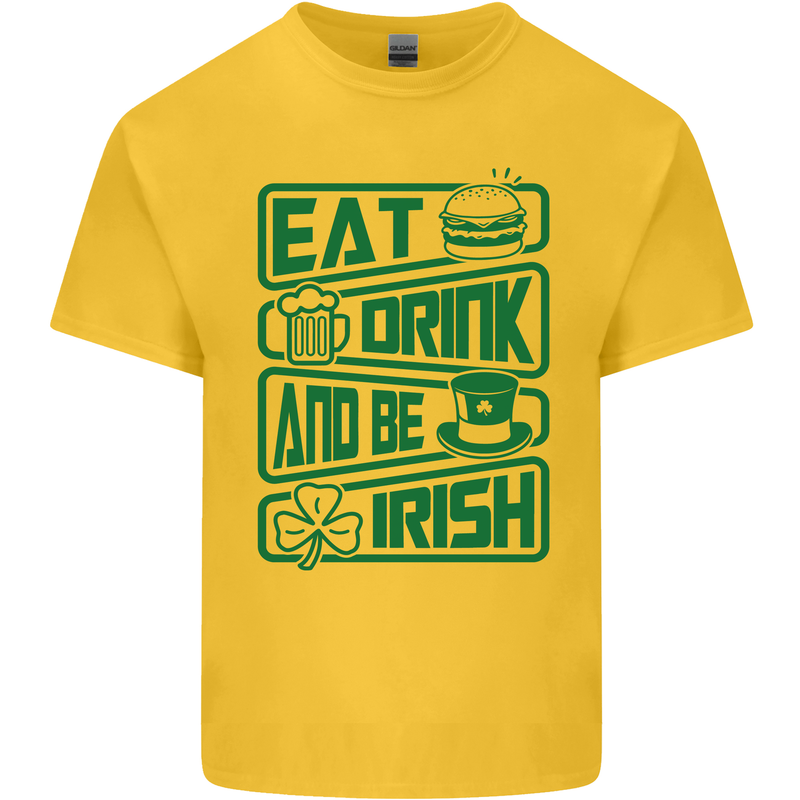 Eat Drink & Be Irish Funny St Patricks Day Kids T-Shirt Childrens Yellow