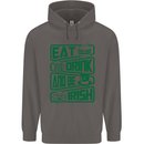 Eat Drink & Be Irish Funny St Patricks Day Mens 80% Cotton Hoodie Charcoal