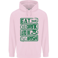 Eat Drink & Be Irish Funny St Patricks Day Mens 80% Cotton Hoodie Light Pink