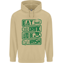 Eat Drink & Be Irish Funny St Patricks Day Mens 80% Cotton Hoodie Sand