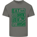 Eat Drink & Be Irish Funny St Patricks Day Mens Cotton T-Shirt Tee Top Charcoal