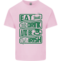 Eat Drink & Be Irish Funny St Patricks Day Mens Cotton T-Shirt Tee Top Light Pink