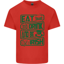 Eat Drink & Be Irish Funny St Patricks Day Mens Cotton T-Shirt Tee Top Red