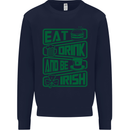 Eat Drink & Be Irish Funny St Patricks Day Mens Sweatshirt Jumper Navy Blue
