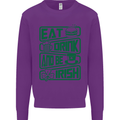 Eat Drink & Be Irish Funny St Patricks Day Mens Sweatshirt Jumper Purple