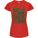 Eat Drink & Be Irish Funny St Patricks Day Womens Petite Cut T-Shirt Red