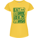 Eat Drink & Be Irish Funny St Patricks Day Womens Petite Cut T-Shirt Yellow