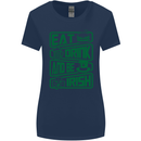Eat Drink & Be Irish Funny St Patricks Day Womens Wider Cut T-Shirt Navy Blue
