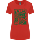 Eat Drink & Be Irish Funny St Patricks Day Womens Wider Cut T-Shirt Red