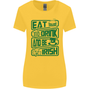 Eat Drink & Be Irish Funny St Patricks Day Womens Wider Cut T-Shirt Yellow
