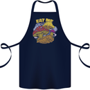 Eat Me Mushroom Fungi Mycology Cotton Apron 100% Organic Navy Blue