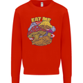 Eat Me Mushroom Fungi Mycology Kids Sweatshirt Jumper Bright Red