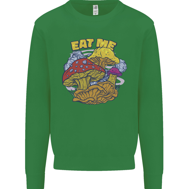 Eat Me Mushroom Fungi Mycology Kids Sweatshirt Jumper Irish Green