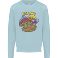 Eat Me Mushroom Fungi Mycology Kids Sweatshirt Jumper Light Blue