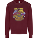 Eat Me Mushroom Fungi Mycology Kids Sweatshirt Jumper Maroon
