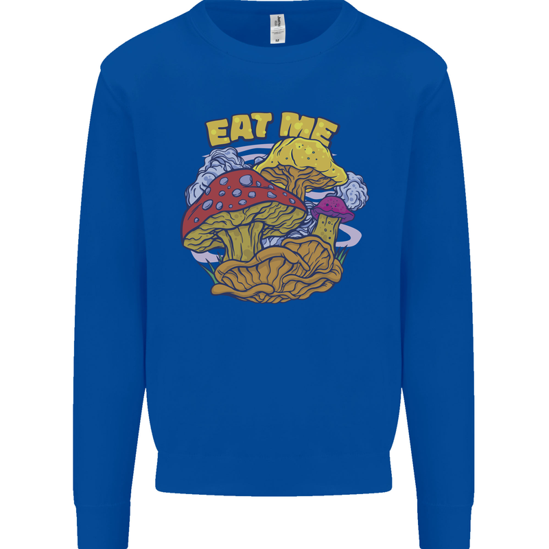 Eat Me Mushroom Fungi Mycology Kids Sweatshirt Jumper Royal Blue