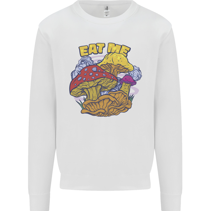 Eat Me Mushroom Fungi Mycology Kids Sweatshirt Jumper White